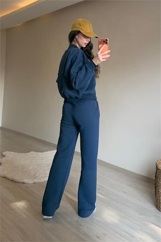 Neşeli Butik Kadın Oversize 3 İplik Cepli Eşofman Takımı Nm029 Lacivert