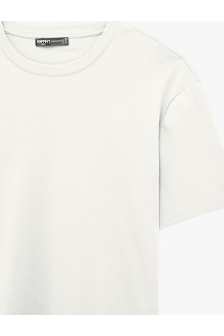 Koton Pamuklu Bisiklet Yaka Kısa Kollu Basic Oversize Tişört Ekru 7wam10086mk
