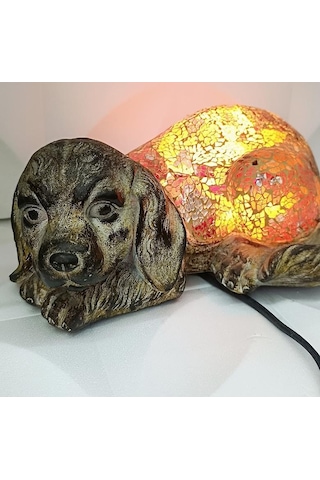 Köpek Mozaik Lamba Yatak Odası Bebek Odası Gece Lambası Masa Üstü Ev Dekorasyon Çok Renkli