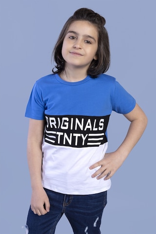 Toontoy Kids Toontoy Erkek Çocuk Garni Detaylı Baskılı Tişört Saks