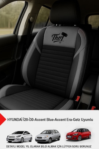 Thor Tay Tüyü Oto Koltuk Kılıfı Hyundai İ20-i30-accent-blue-era-getz Uyumlu Gri