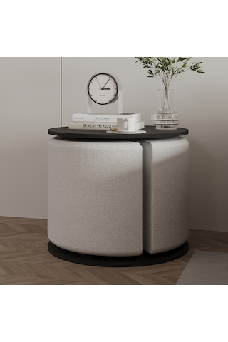 Vexana Puflu Yan Sehpa Saklanabilir Puflu Servis Sehpası Antrasit