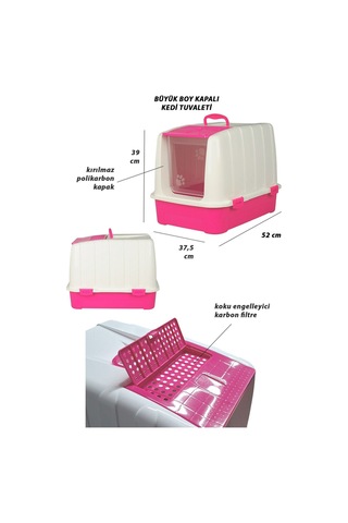 Pribor Hz-335 Kedi Köpek Evcil Hayvan Tuvaleti Büyük Boy Beyaz Fuşya