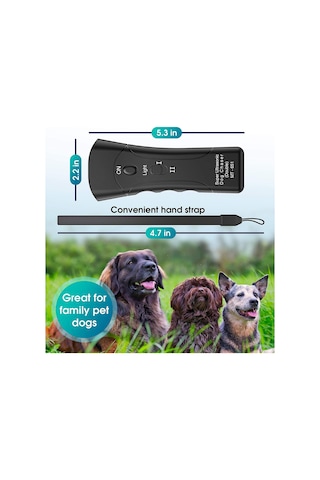 Geeksen Elektroakustik İki Başlı Köpek Kovucu Cihazı, Fenerli Ve Pil Dahil, Tüm Mevsimlerde Köpek Havlamasını Engeller