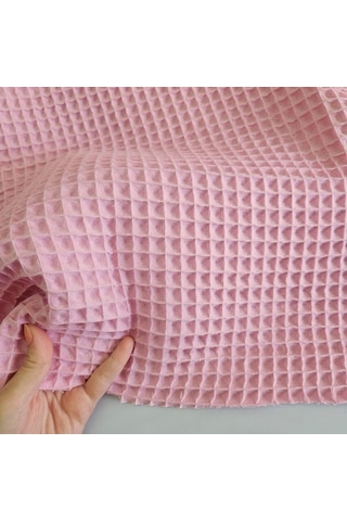 Büyük Kareli Waffle Pike Bornozluk Kumaş 100% Pamuk Bw-23 Pembe