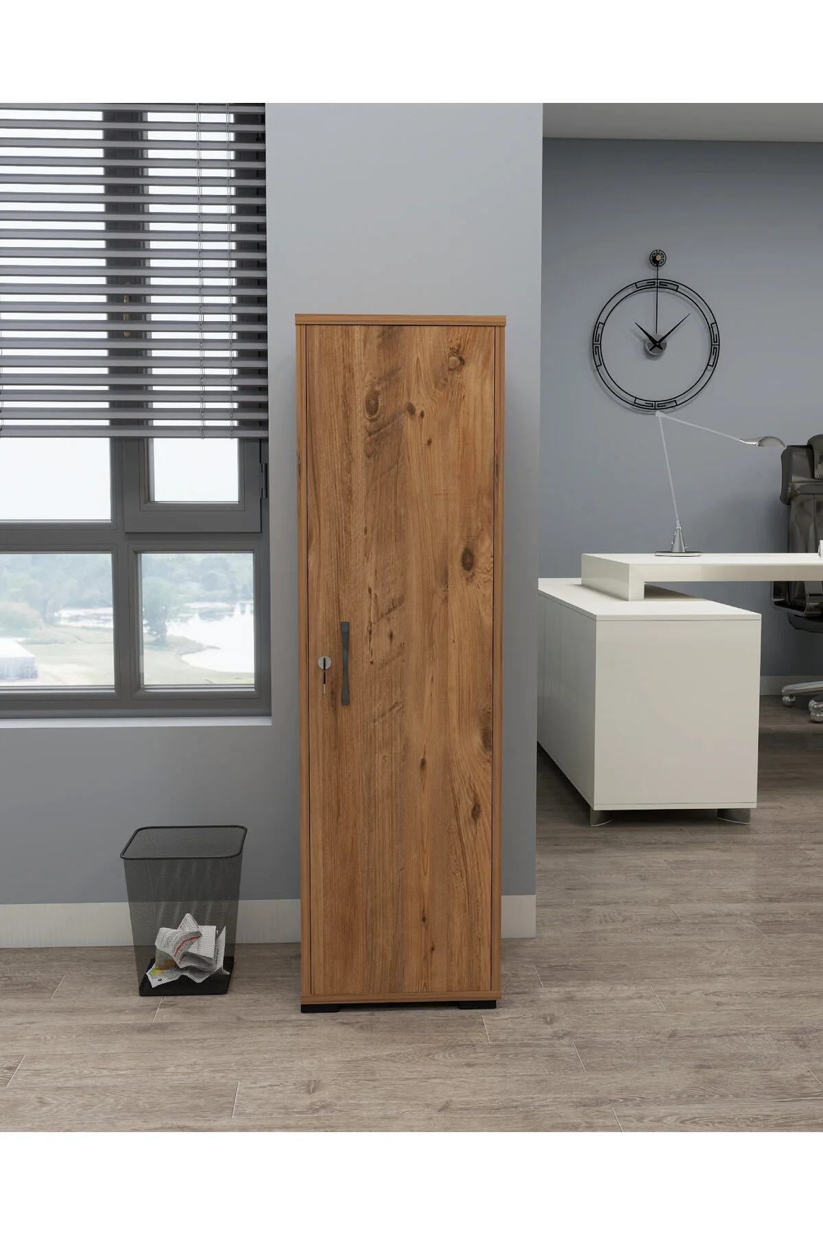 Kilitli Çok Amaçlı Dolap Ofis Mutfak Banyo İçin Kilitli Dolap Çam