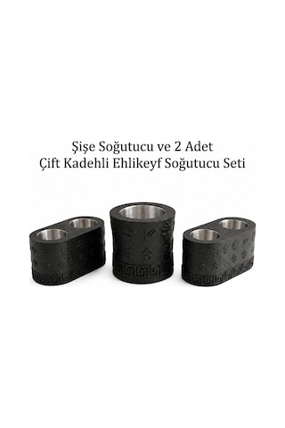 Ehlikeyf Şişe Ve 2 Adet Çift Kadeh Bardak Soğutucu
