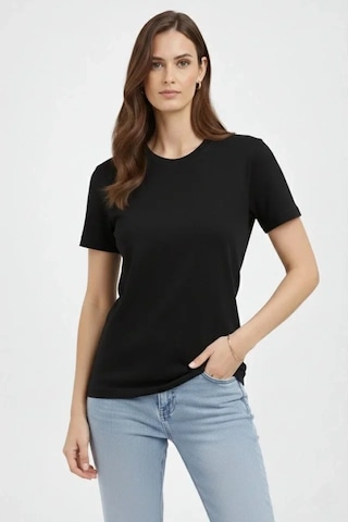 Vexor Bisiklet Yaka Tişört Regular Kalıp Basic Pamuklu Günlük Kullanım T-shirt - Siyah