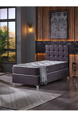 Beehanem Bengü 100x200 Tek Kişilik Baza Başlik Yatak 3 Lü Set Antrasit Antrasit 100 X 200