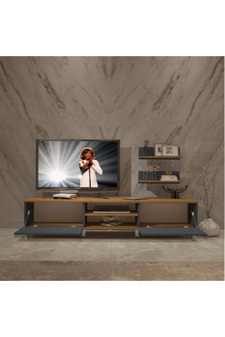 Decoraktiv Eko 4 Mdf Dvd Krom Ayaklı Tv Ünitesi Tv Sehpası Pera - Antrasit