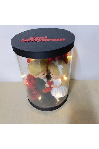 Sevgili Biblolu-ışıklı-kutulu Güller 25cm