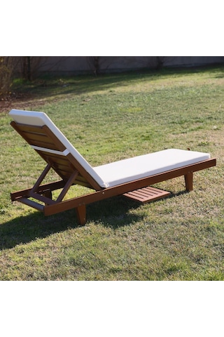Motoryagmarket Riva2 Kademeli Ahşap Şezlong Sehpalı, 5Cm Minderli -Bahçe, Kumsal