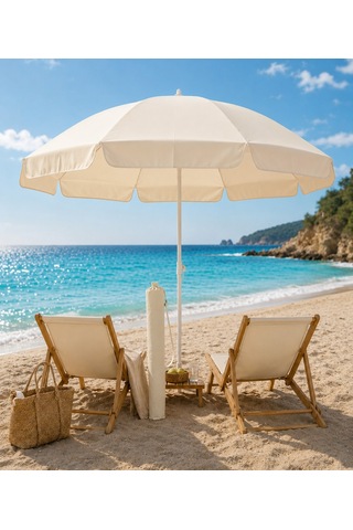 Yek Outdoor 200 Cm Plaj Ve Bahçe Şemsiyesi Taşıma Çantalı Krem