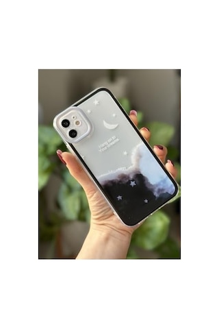 Iphone 11 İle Uyumlu Siyah Cyrstal Night Baskılı Şeffaf Kılıf Diğer