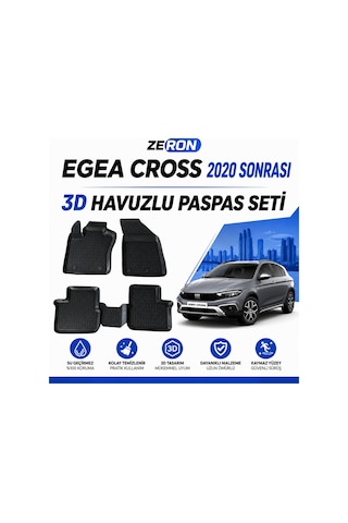 Zeron Fiat Egea Cross 2020 Ve Sonrası 3d Havuzlu Paspas Seti Su Geçirmez Kaymaz 5 Parça
