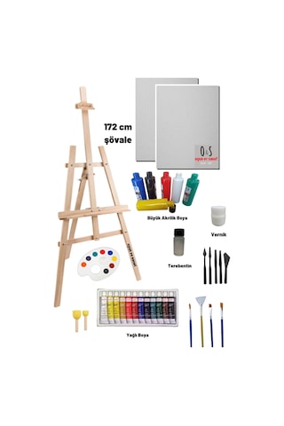 Lüks Resim Başlangıç Seti 2-şövale Şövalye , Tuval Tual Seti , Ressam Akrilik Yağlı Boya Seti