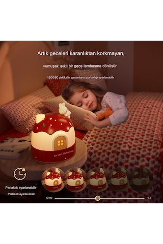 Xinxin Yeni İglo Gece Lambası Projeksiyon Lambası Çocuk Oyuncağı Altın - Kırmızı