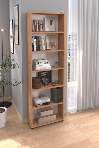 Bofigo 6 Raflı Kitaplık Dekoratif Kitaplık Modern Kitaplık Poyraz Çam