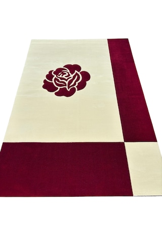 Saray Halı Terra 200x300 Vizyon Carving 9044 Krem Kırmızı Salon Halısı