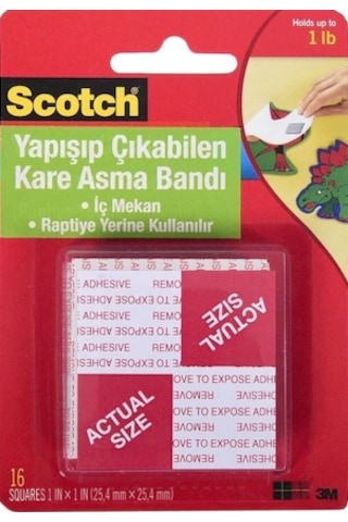 Scotch Çift Taraflı Bant Köpük Kareler 16 Lı 2.5x2.5cm 108