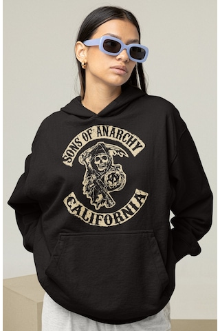 Sevbano Sons Of Anarchy California Rock Metal Baskılı Unisex Oversize Müz Siyah