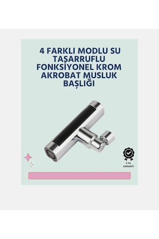 4 Modlu 360 Derece Dönebilen Şelale Basınçlı Su Tasarruflu Fiskiye Musluk Lavabo Batarya Başlığı,ucu 1 Adet