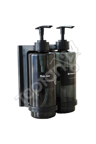 Boş Şampuan Şişesi 400 Ml Aparatlı İkili Set - 5 Adet Açık Siyah