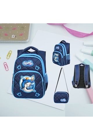 Waddell Ilkokul Çantası Ve Beslenme Çantası Lacivert Köpek Balığı