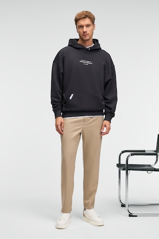 Grımelange CLAY Erkek %100 Pamuk Kapüşonlu Çıtçıtlı Baskılı Cebi Süs Etiketli Antrasit Sweatshirt