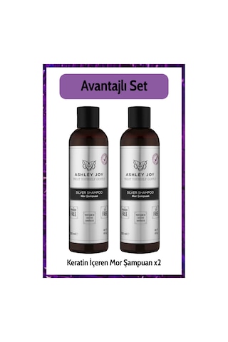 Platin,sarı Saçlara Özel Turunculaşma Karşıtı Keratin Içeren Sülfatsız Silver Mor Şampuan 250ml X2