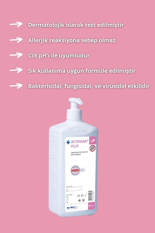 Actoman Plus El ve Cilt Dezenfektanı için Sıvı Sabun 1 L