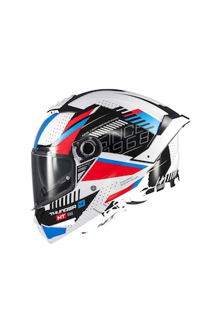 Mt Helmets Thunder 4 Sv Lumience A7 Kapalı Kask Beyaz - Mavi - Kırmızı