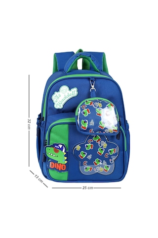 Waddell Twill Seffaf Desenli Dinazor Erkek Cocuk Kres Anaokul Okul Oncesi Cantasi Kucuk Mini Cuz Lacivert