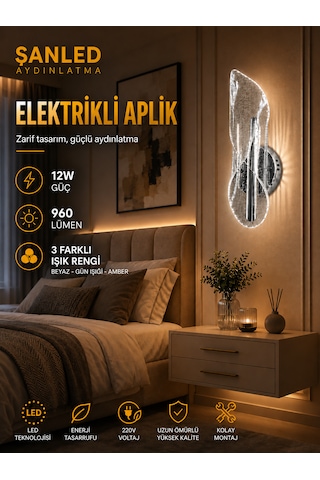 Dekoratif 12w İç Mekan Krom Kasa 3 Renkli Işık Modern Duvar Aplik Elektrikli 4 Adet