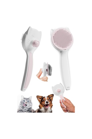 Kedi Köpek Otomatik Temizlenen Tuşlu Tüy Toplayıcı Tarak Basmalı Kedi Köpek Fırçası Evcil Pet Hayvan Tüy Kıl