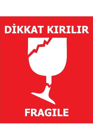 Dikkat Kırılır Etiketi 8x7cm 500 Adet