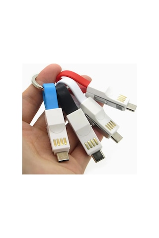 Powermaster 2in1 Anahtarlık Type C / Lightning Mini Anahtarlık Usb Şarj Kablosu Pm-26061