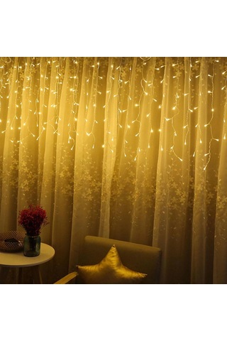 8 Fonksiyonlu 16 Saçaklı Perde Led 3 X 1 Günışığı 5365 Çok Renkli