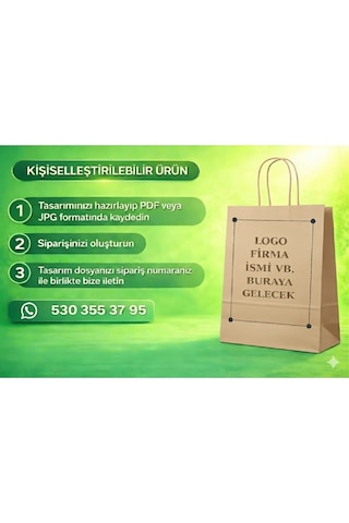 Logo Baskılı Kraft Kağıt Çanta Flat Saplı 25x12x35 Cm 1000 Adet