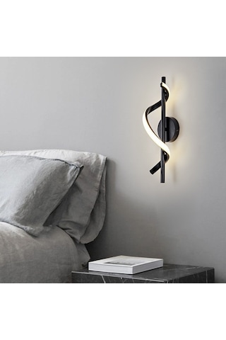 Yunboo Beyaz Spiral Demir Led Duvar Lambası - Üç Renk Işık, Yatak Odası, Koridor, Entrance İçin Modern Tasarım Beyaz