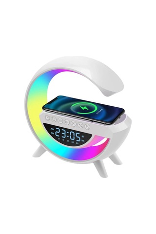 Kablosuz Şarjlı Led Işıklı Masa Saati Bluetooth Hoparlör Alarm Fonksiyonlu Çok Renkli 60833842
