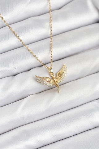 316l Çelik Zincir Gold Renk Melek Model Kadın Kolye - Prt3500eb09344-95266 altın