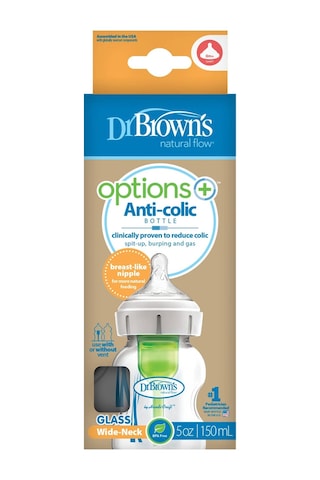 Dr Brown's Geniş Ağız Anti Kolik Options+ Cam Biberon 150 Ml