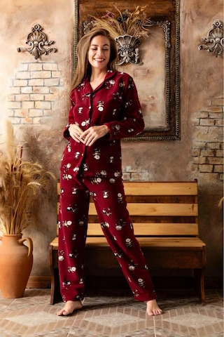 Sude Kadın Gömlek Önden Düğmeli Polar Desenli Pijama Takımı P200/173 - 1 Adet 001