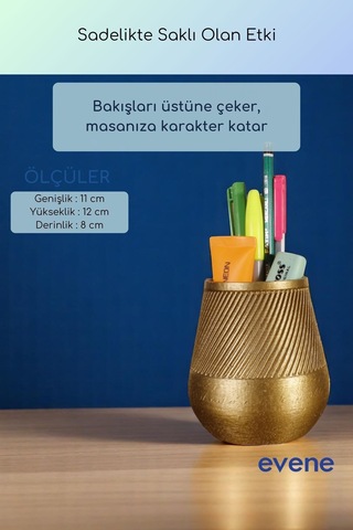 Kalemlik Masa Kalemliği Organizer Kalemlik Altın Renk Model 89 Çok Renkli