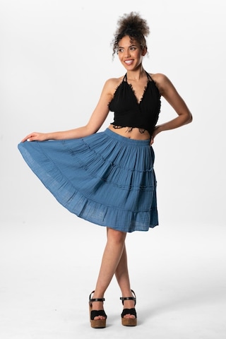 Benan Beli Lastikli Kısa Yazlık Müslin Etek İndigo İndg-indigo İndigo