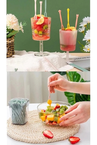 Plastik Cin / Cips / Meyve / Baklava / Sunum Çatalı 100 Adet Çok Renkli