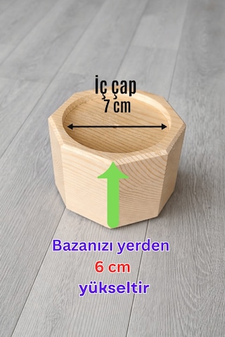 Robot Süpürge İçin Doğal Ahşap Koltuk Baza Yükseltici, "6 Cm Yükseltir" Oyuklu Takoz 1 Adet