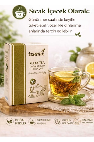 Relax Tea Limon Kokulu Melisa Çayı Bitkisel Karışımlı Çay 60 G 30 Süzen Poşet