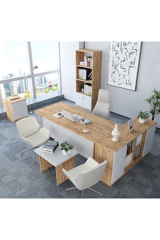 Padova 5'li Ofis Takımı  Model 3 Çam Beyaz
